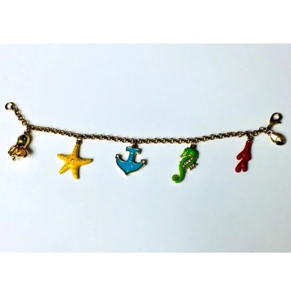 NAUTICAL THEME 5 ENAMELED CHARM BRACELET GOLD NWOT
